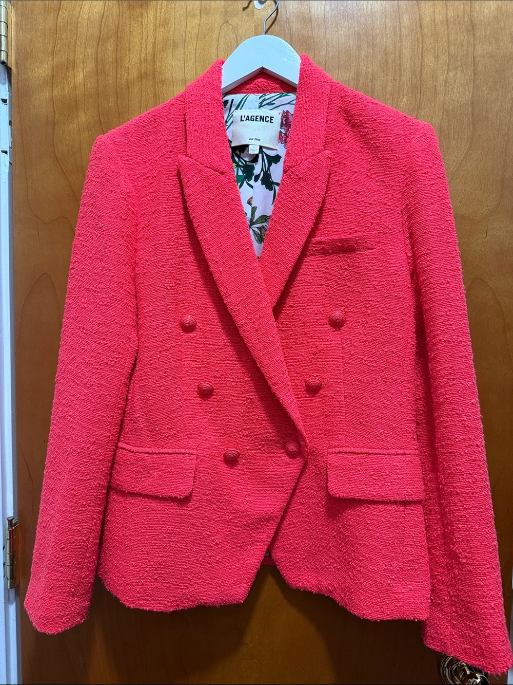 L'AGENCE Coral Bouclé Double-Breasted Blazer